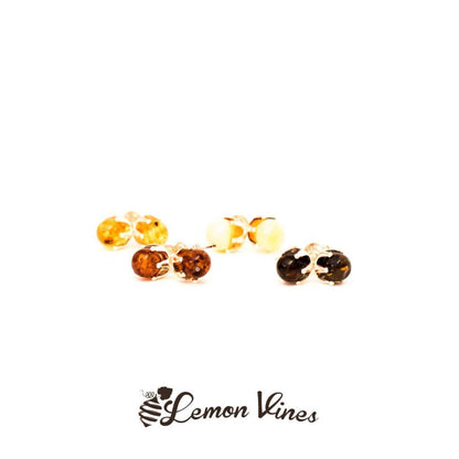 Lemon Vines Baltic Amber Stud Earrings