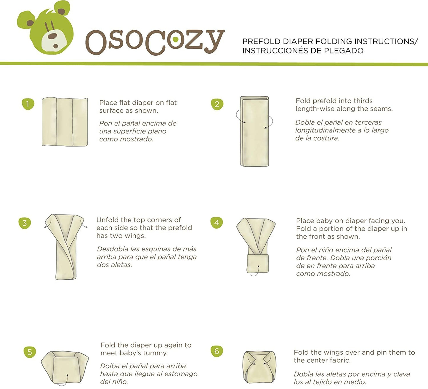 OsoCozy Cotton Prefolds - 6 pack