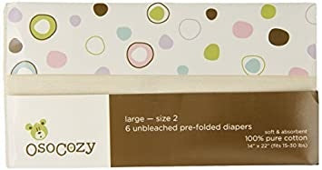 OsoCozy Cotton Prefolds - 6 pack