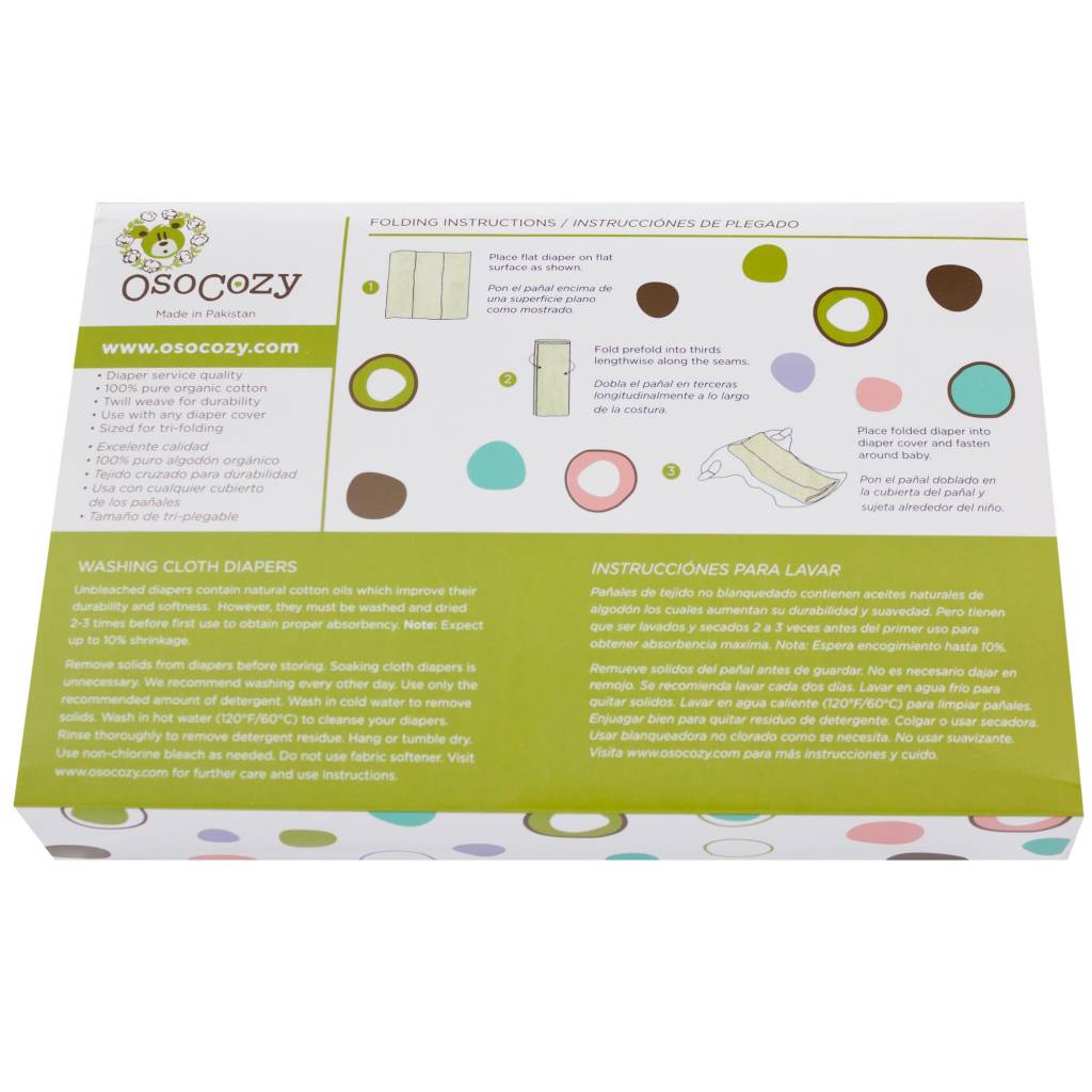 OsoCozy Organic Cotton Prefolds - 6 pack