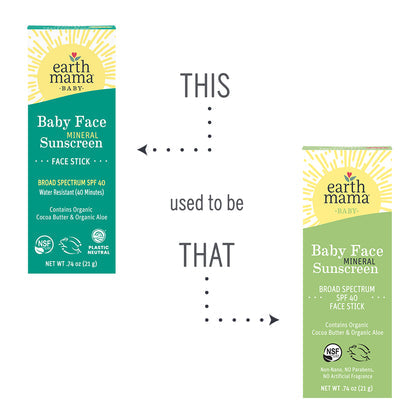 Earth Mama Baby Face Mineral Sunscreen Face Stick SPF 40