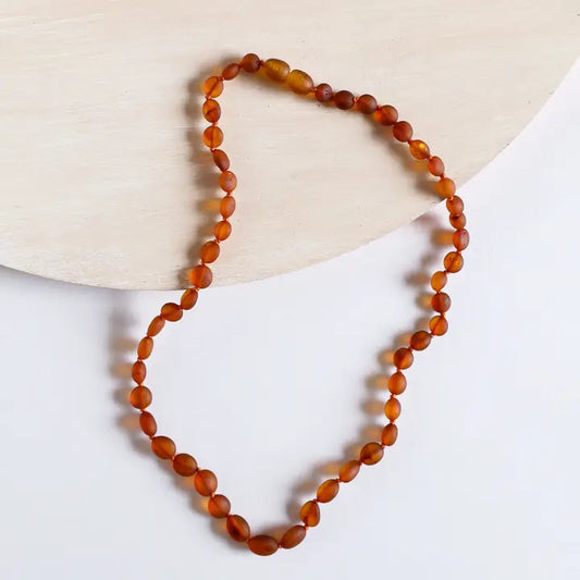 Canyon Leaf Raw Baltic Amber Necklace - Cognac Classic