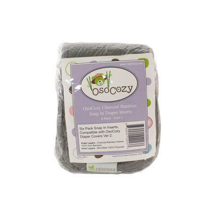 OsoCozy Charcoal Bamboo Snap in Diaper Inserts - 6 pack